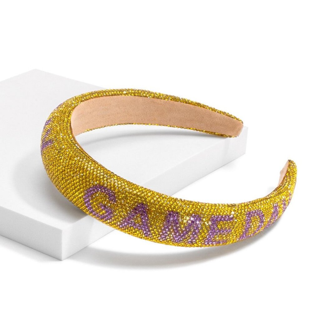 LSU College Football Fan Purple Yellow Rhinestone Sparkle Headband